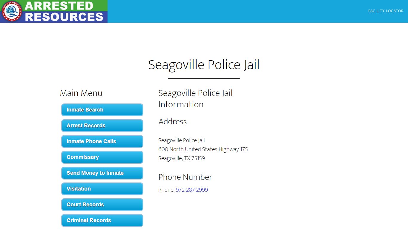 Seagoville Police Jail - Inmate Search - Seagoville, TX